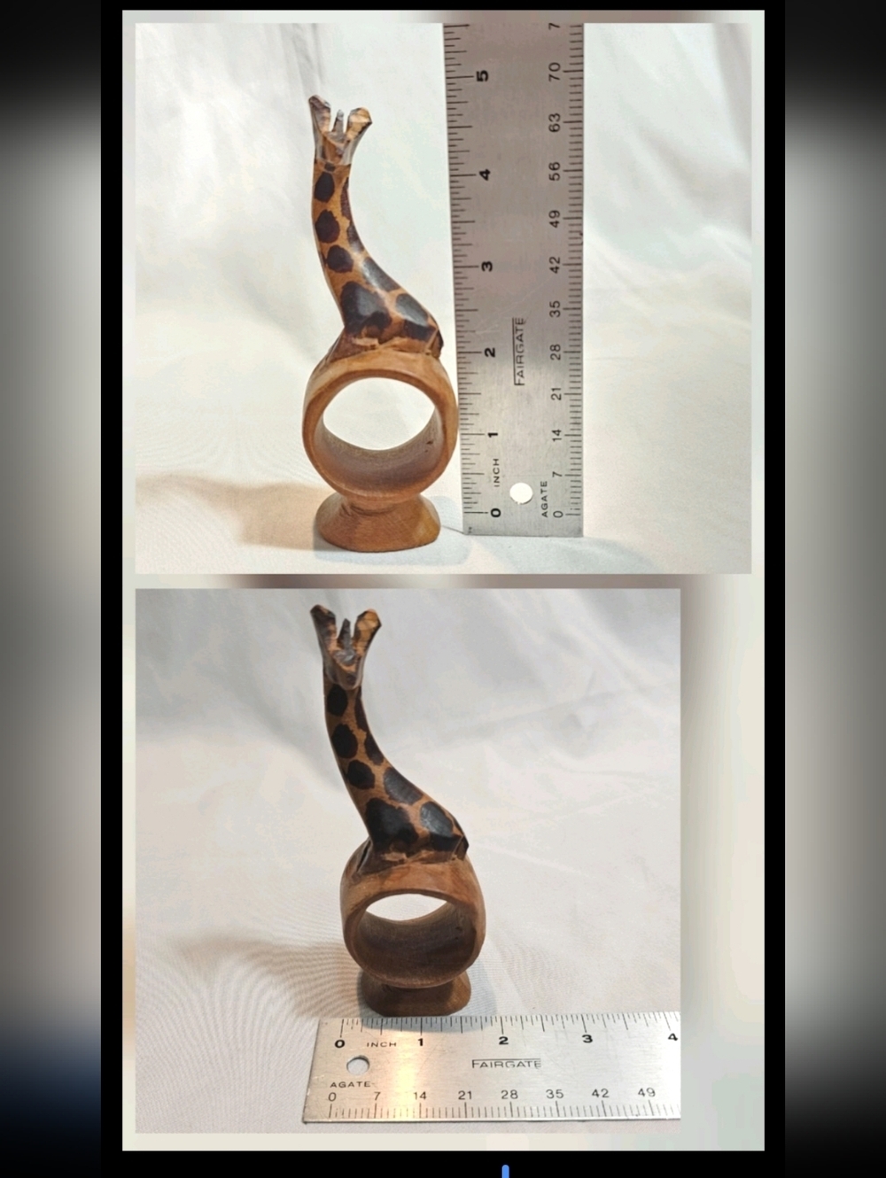 8 Handcarved Wooden Safari Animal Napkin Ring Holders - Picture 3 of 10